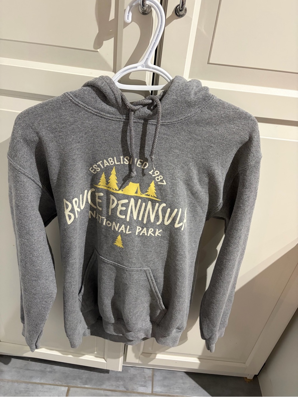 Denim & Supply Ralph Lauren Gray Hooded Sweatshirt with Yellow Park Graphic